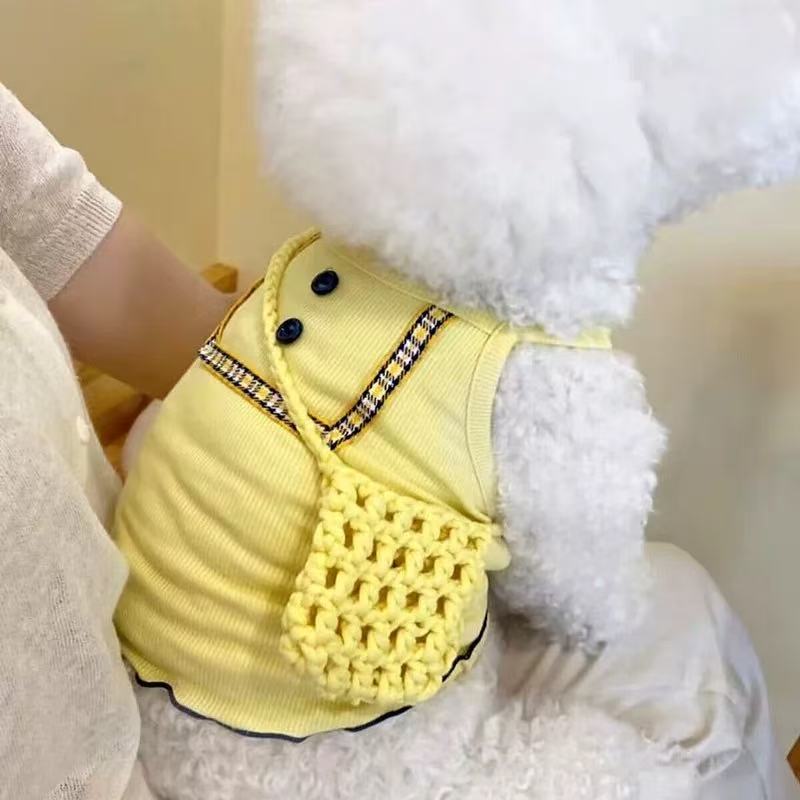 T0024Dog clothes summer thin pet small dog vest Bichon Schnauzer Yorkshire terrier denim vest can be traction