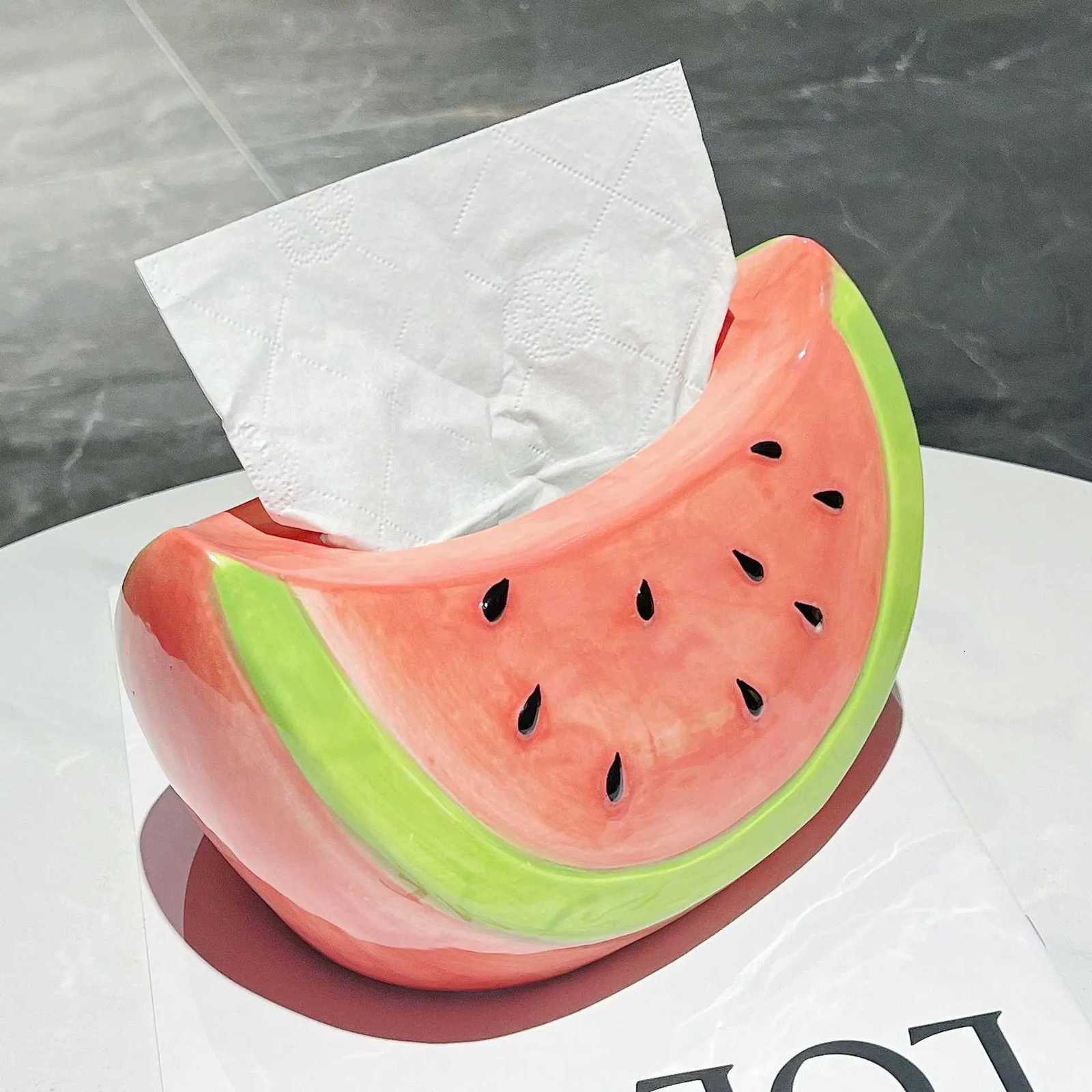 Watermelon Shape Ceramic Tissue Box Table Desk Decoration Creative Watermelon Tissue Box Bedside Table Paper Case C251120
