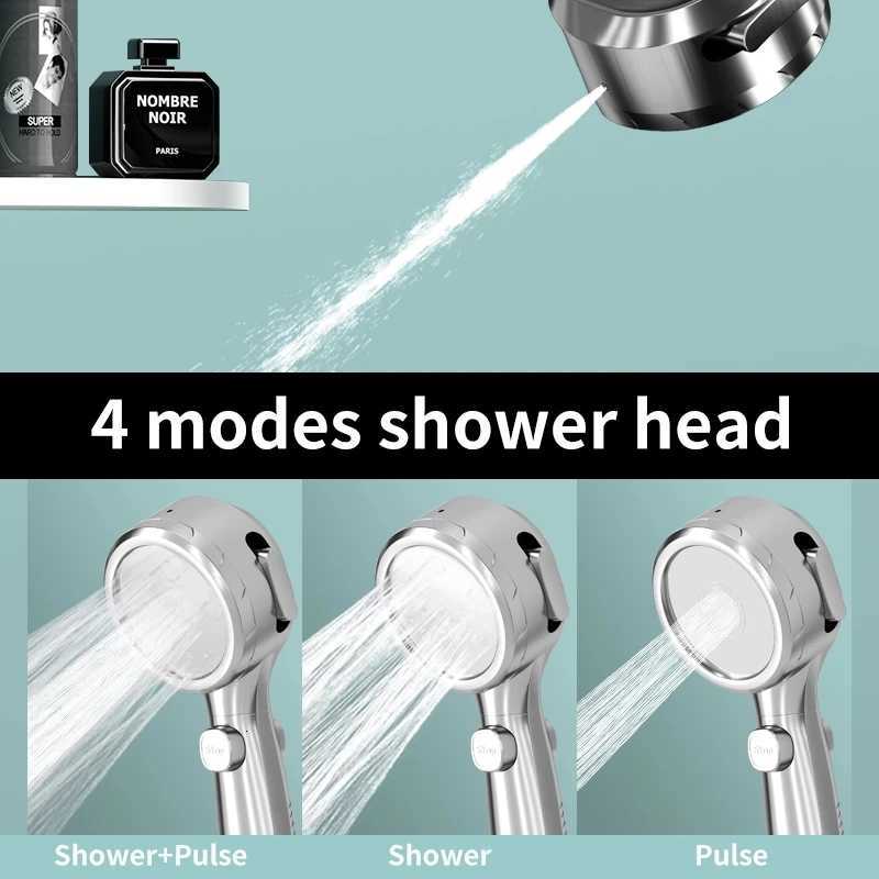 New Shower Head High Pressure Handheld Bathroom Water Saving Pressurized Adjustable Spray LED Digital Temperature DisplayM251120