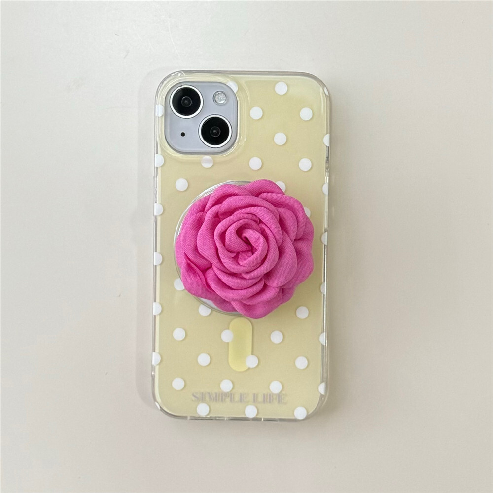 Red Polka Dot Phone Case Compatible with iPhone 16/15/14 Pro INS Niche Simple Magnetic Stand iPhone 13