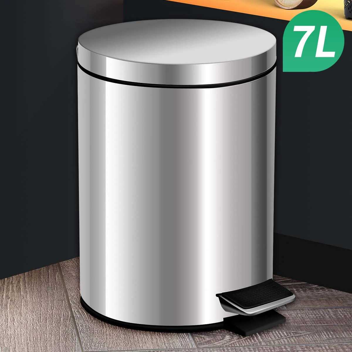 Mirror 7L 8L Stainless Steel Foot Pedal Trash Can for Hotel Bathroom Dust Bin and Kitchen Household School C251120