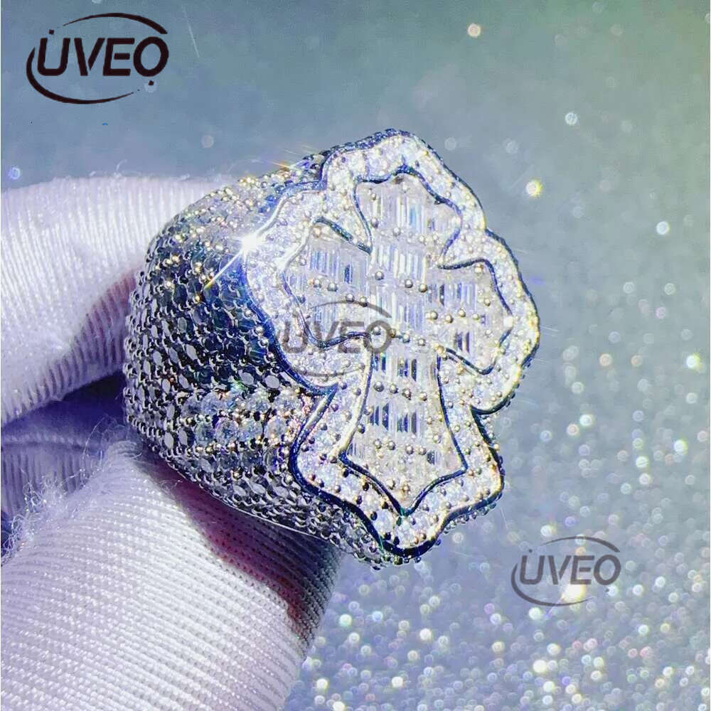 Band Rings Zuanfa Moissanite Jewelry Hip Hop Cross Baguette Vvs Dia Ring 2024 designer ring for women engagement High quality Fashion