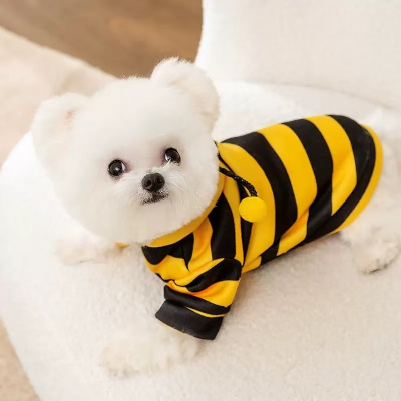 T0008Puppy bee sweater spring autumn winter Bichon Pomeranian Teddy clothes new anti-hair loss pet clothing