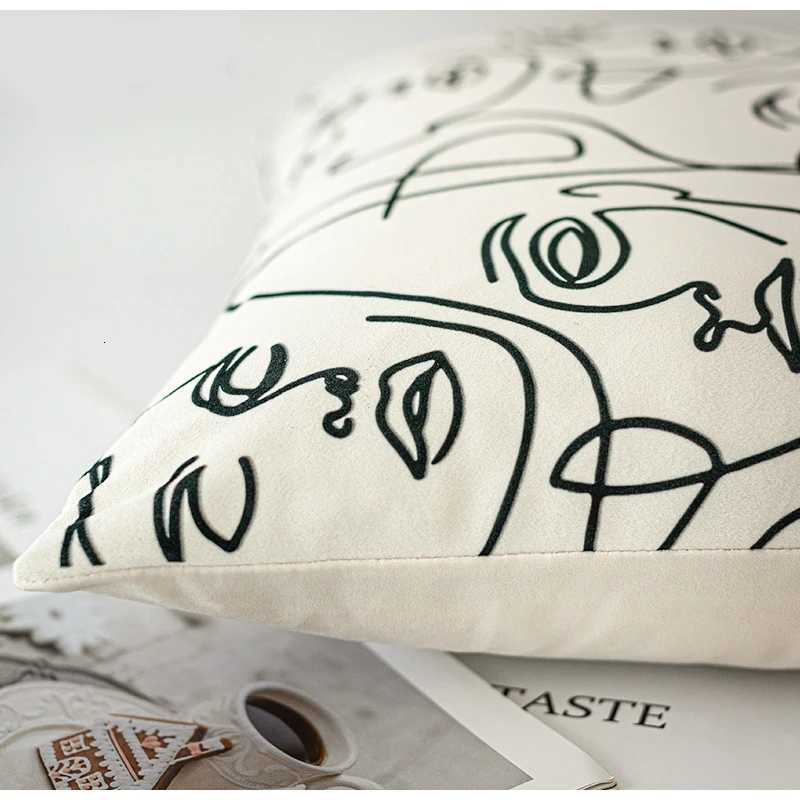 Pillow Case DAVINRICH Beige Textured Cover Abstract Bedside Cushion Office Lumbar Support Model Room Cushion Cover Without Core 45x45 C251120