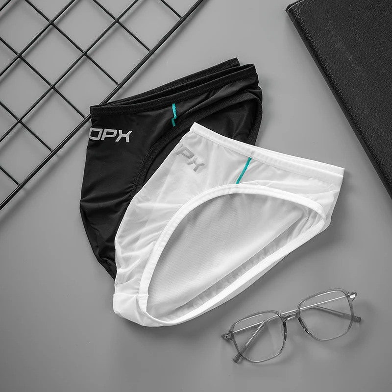 GTOPX Mens Underwear Thin Ice Silk Fabric Single Layer Ushaped Convertible Low Waist Transparent Sports Sexy 250417