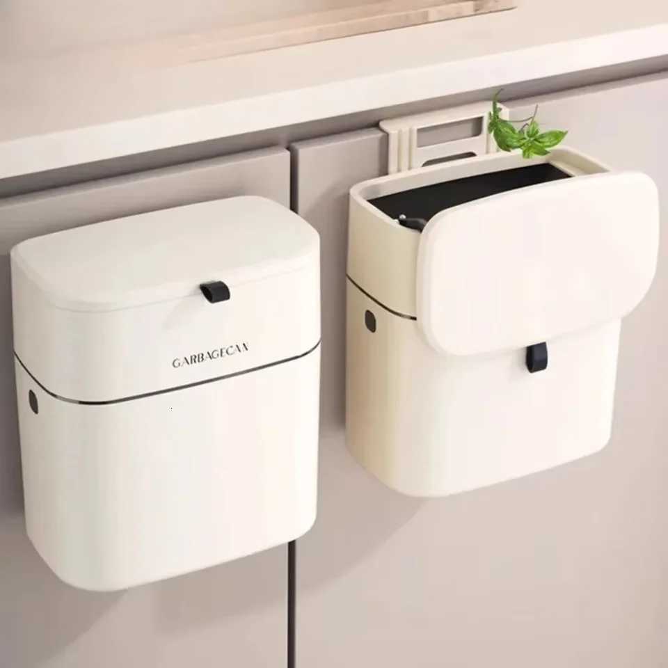 Stylish Home Kitchen Toilet Hanging Trash Can - Large Capacity Square Design Convenient Flip Cover C251120