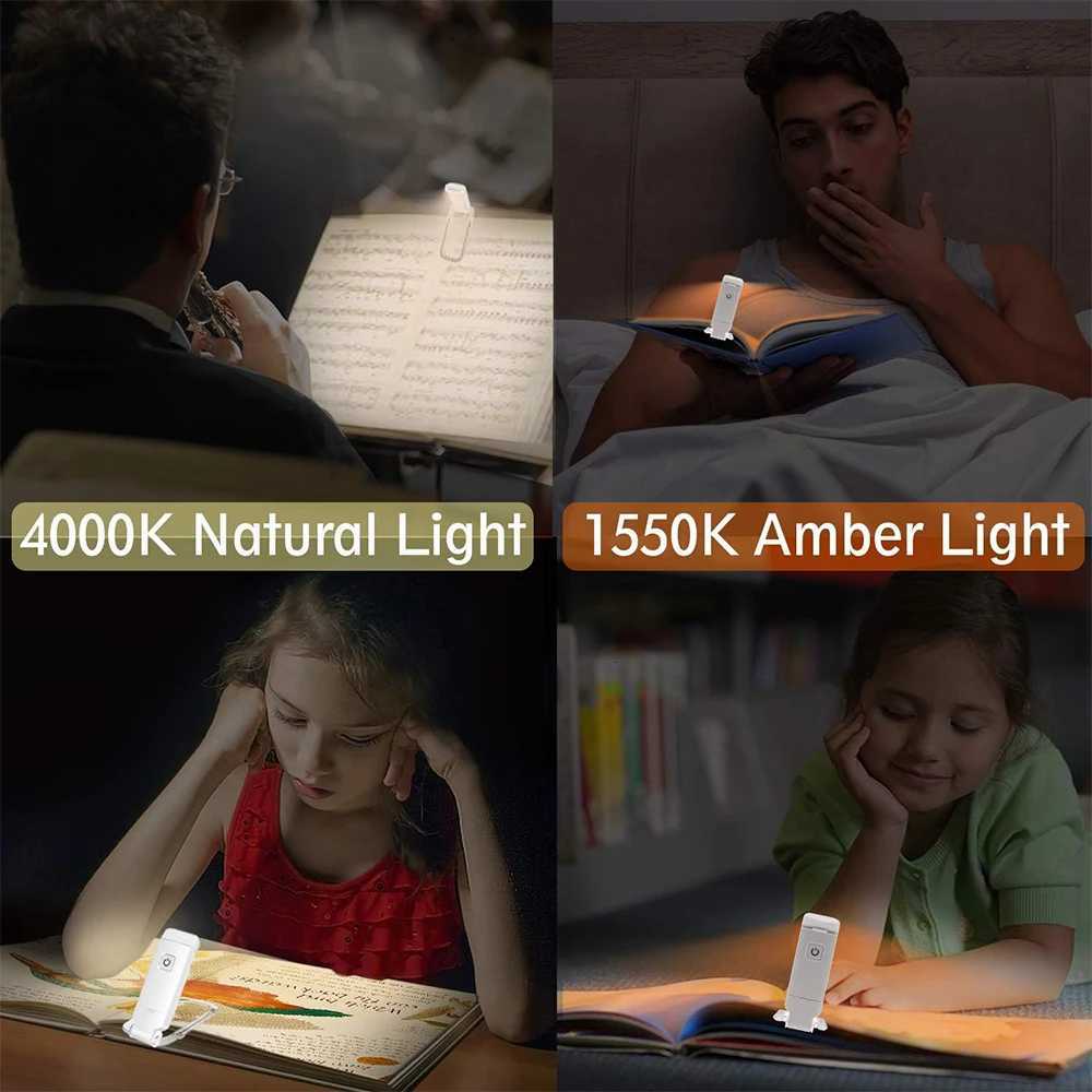 Amber Book Reading Light LED Clip on Book Lights Reading Light for Books in Bed Small Book Light for Kid 3 Brightness Adjustable M251120