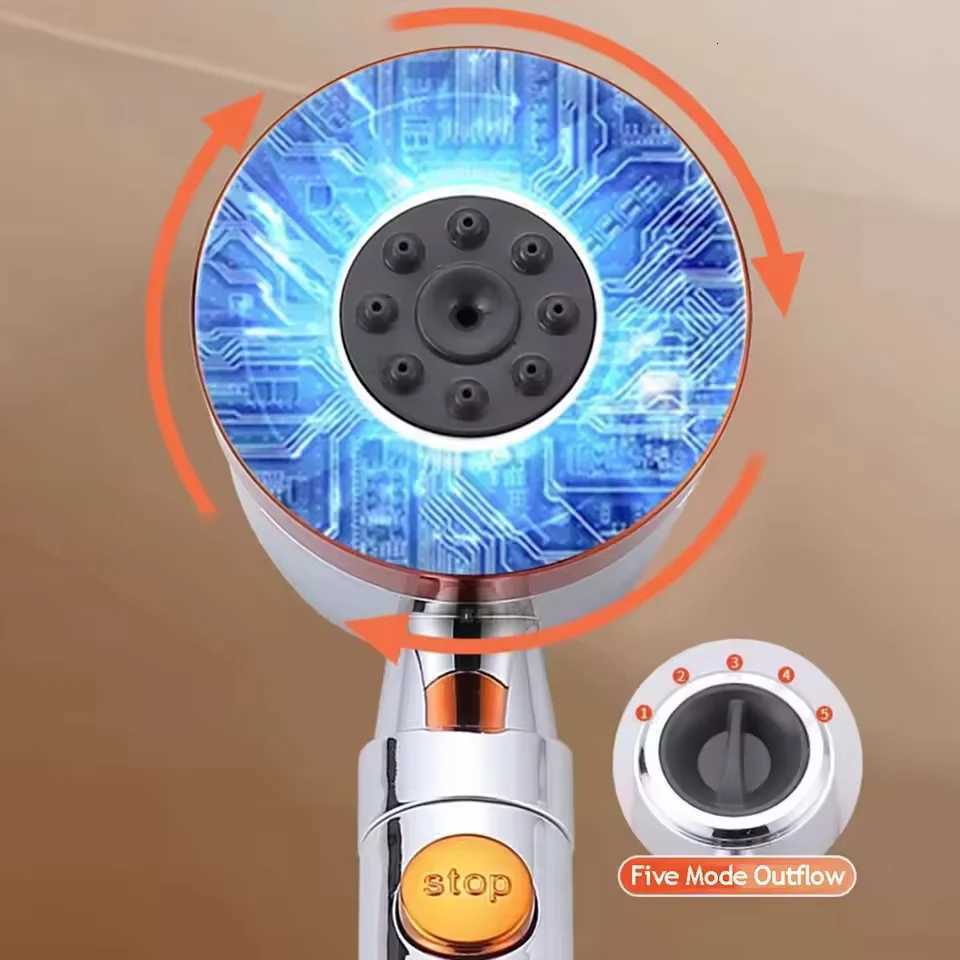 High Pressure Water Saving Filter Shower Head 5 Modes Handheld Shower Head One Button Stop Bathroom Accessories SetM251120