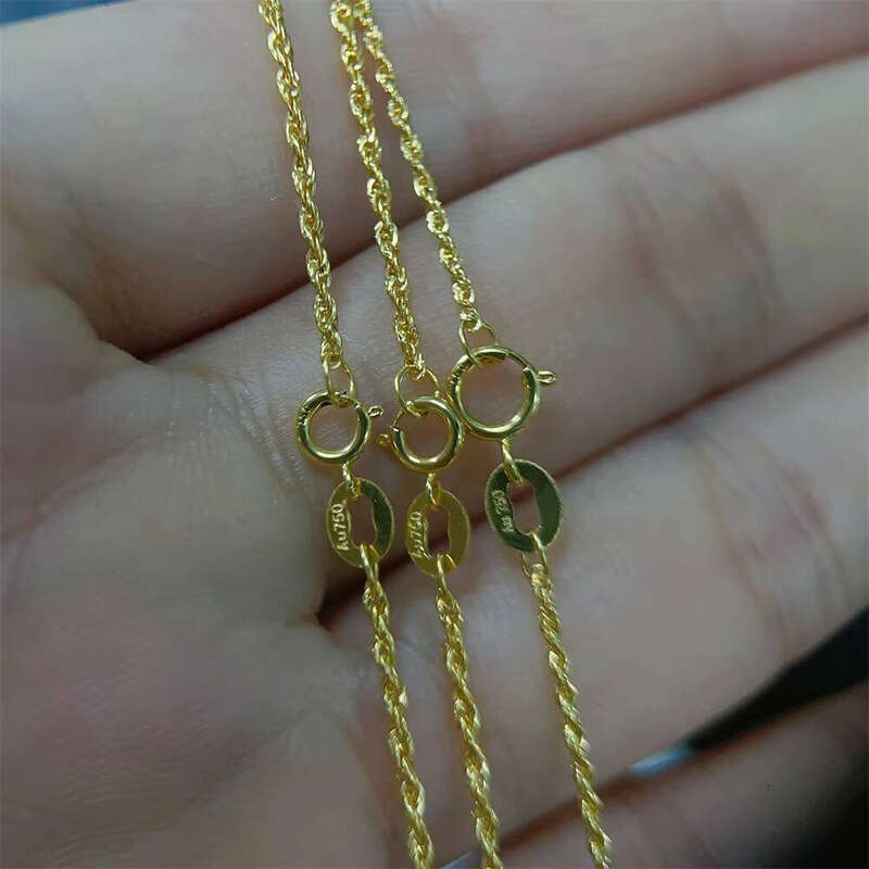 Bulk Sale Twisted Solid Au750 Real Gold Jewelry Rope Chain