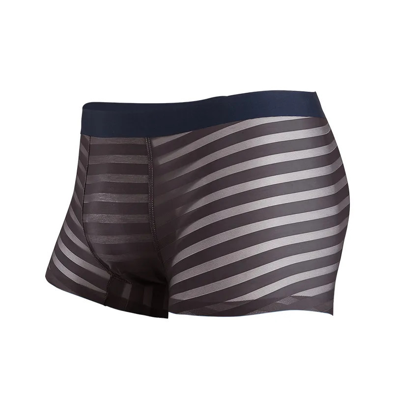 Mens underwear boxing shorts transparent ice silk mens breathable pockets Cueca Calzoncillo 250417