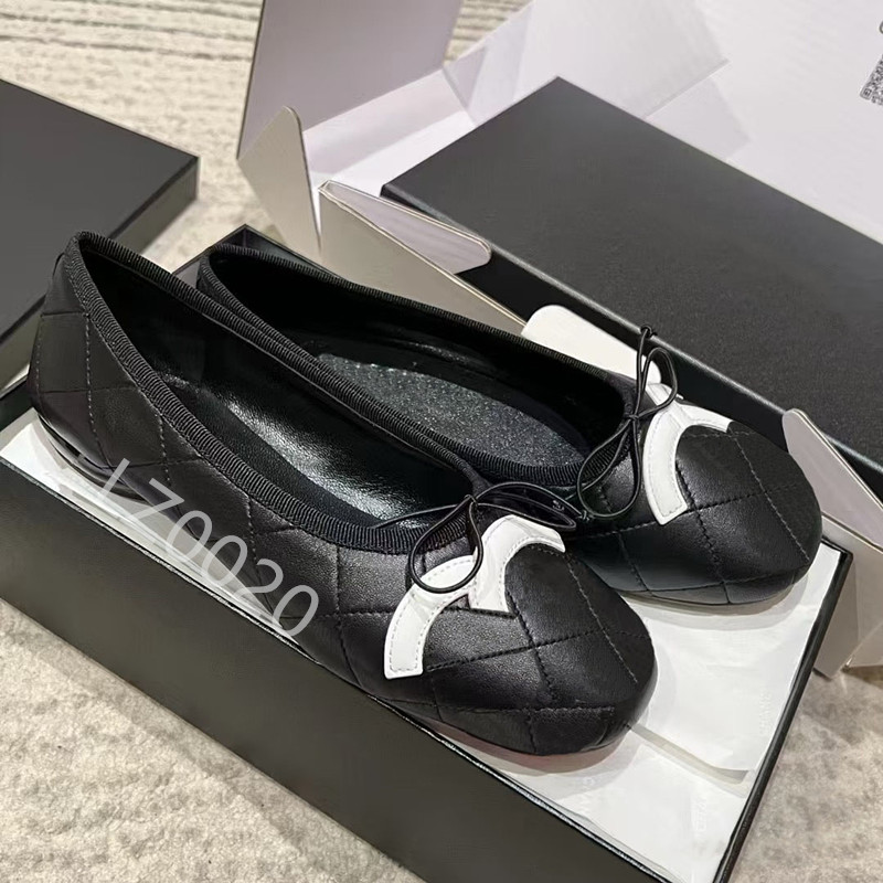luxury new ballet flats Shoes Luxury Designer designer shoes women Woman Genuine Leather Black Quilted Ballet Flats Bow-knot Loafers High Quality Ladies flats