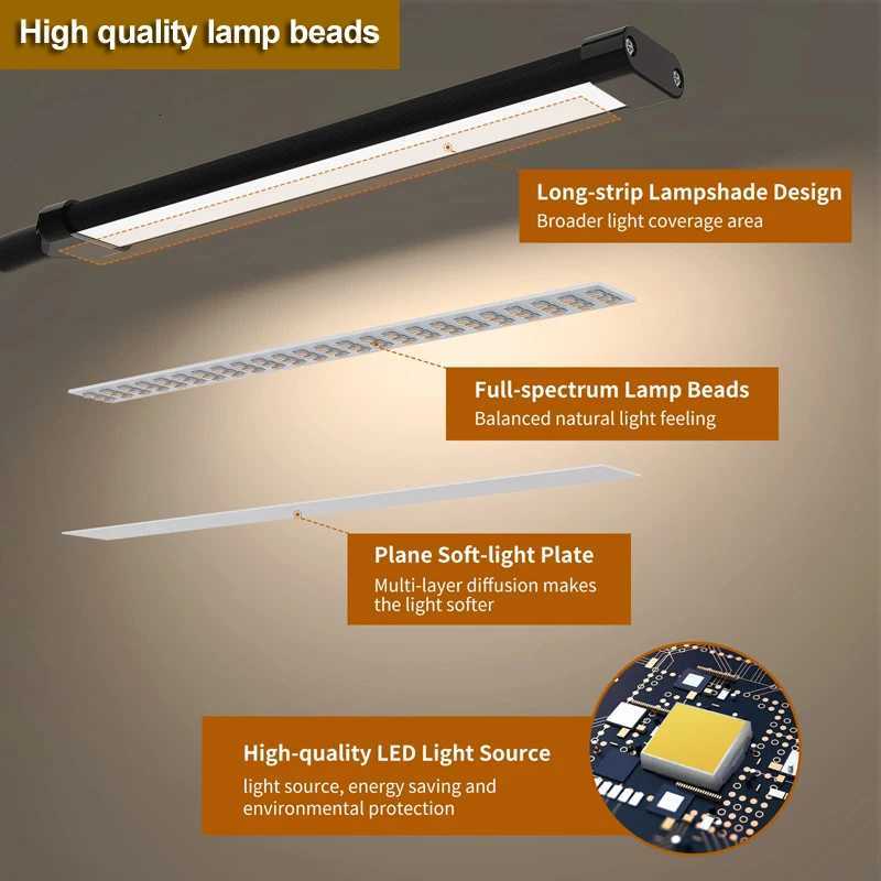 LED Desk Lamp With Clamp USB Power Dimmable Clip On 10 Brightness Level 3 Lighting Modes Flexible Study Table Reading Book Light M251120