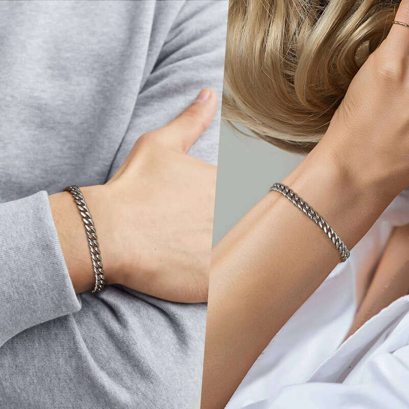 3mm 5mm Gold-Plated Rope Women, 316L sterling silver Chain for Men, Sturdy Cuban Chain, Figaro Bracelet