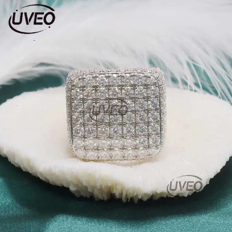 Custom Fine Hip Hop Iced Out Vvs Moissanite Ring Sterg Sier Full Men Hiphop Lab Free delivery
