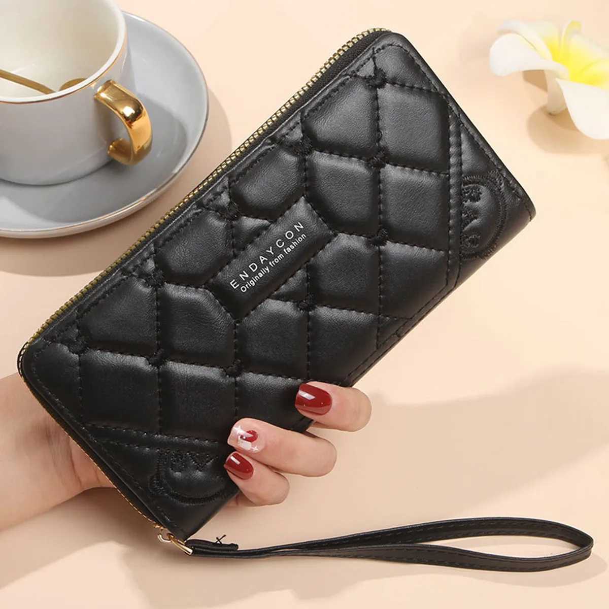 Ladies Long Pure Color Wallet Card Holder High-End Feelings Cross-Border Zipper Clutch HandbagW251120