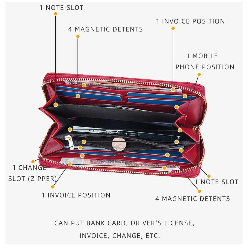 Baellerry Convertible Accordion Wallet Women PU Leather Zip Coin Purse with Detachable Wrist Strap - Large CapacityW251120