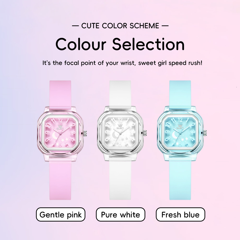 OLEVS Designer Ladies' Luxury Silicone Strap Waterproof Luminous Quartz Square Watch Offers Free Wholesale Delivery For Students And Children