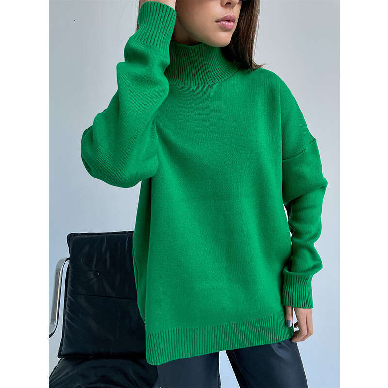 hoodie Half Knitted Autumn Winter Fashion Trend Versatile Loose And Warm Half High Neck Sweater jacket