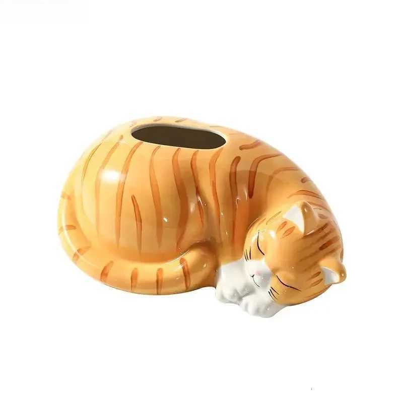 Cat Tissue Box Ceramic Paper Drawer Entrance Cabinet Water Bar Counter Living Room Coffee Desktop Creative Decoration Ornaments C251120