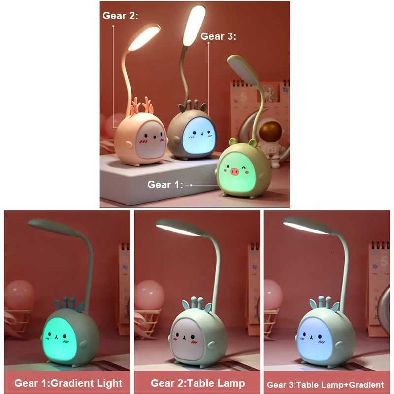 USB LED Desk Lamp Rabbit Light Cute Cartoon Lamp USB Rechargeable LED Reading Light Eye Protection Colorful Night Light New M251120