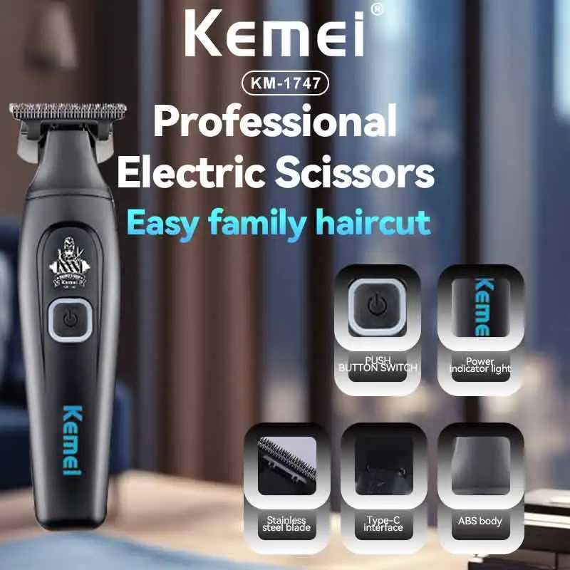 Kemei 1747 Electric Hair Clipper USB Fast Charging Home Hair Salon Beard Trimmer Electric Shaver Hairdressing Shears Home GiftsT251120