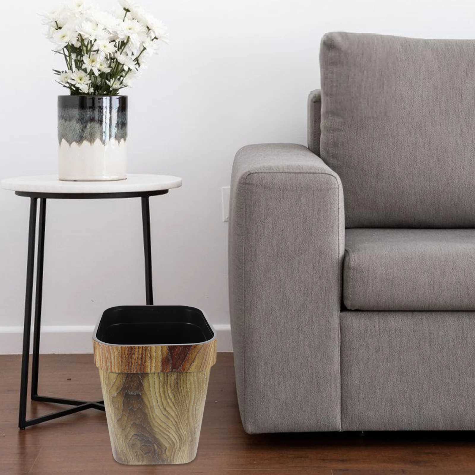 1Pcs Retro Creative Imitated Wood Trash Bin Large Size 14L Pressure Ring Design Home Kitchen Bedroom Rubbish Can Practical Waste C251120