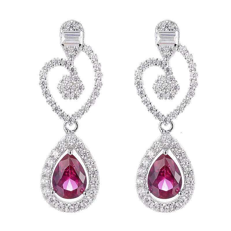 High-end Rhodium-plated S Sier Designer Water Drop Chandelier Earrings Four-leaf Clover Teardrop Heishi Anniversary