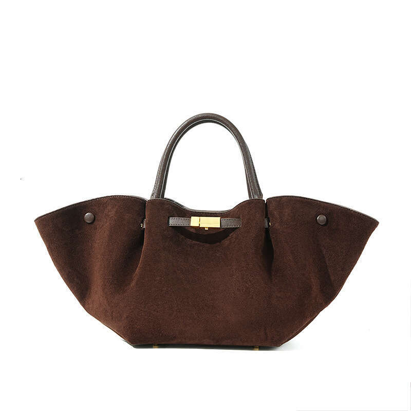 Luxury Bags Designer Niche Genuine Leather Dumpling Suede Shoulder Bags Cowhide Top Handle Bags Commuter High End Large Capacity Beach Bags Women'