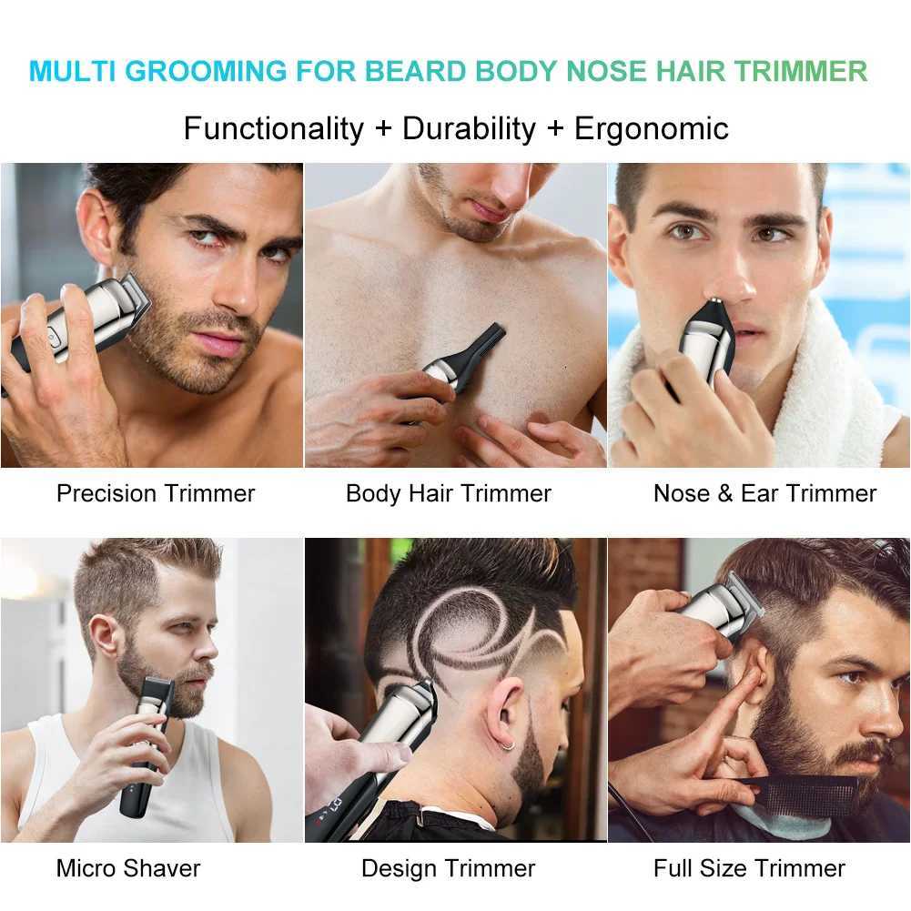 6-in-1 Hair Beard Trimmer Facial Body Groomer Hair Clipper Electric Shaver Nose Wet / Dry Trimmer Mustache for MenT251120