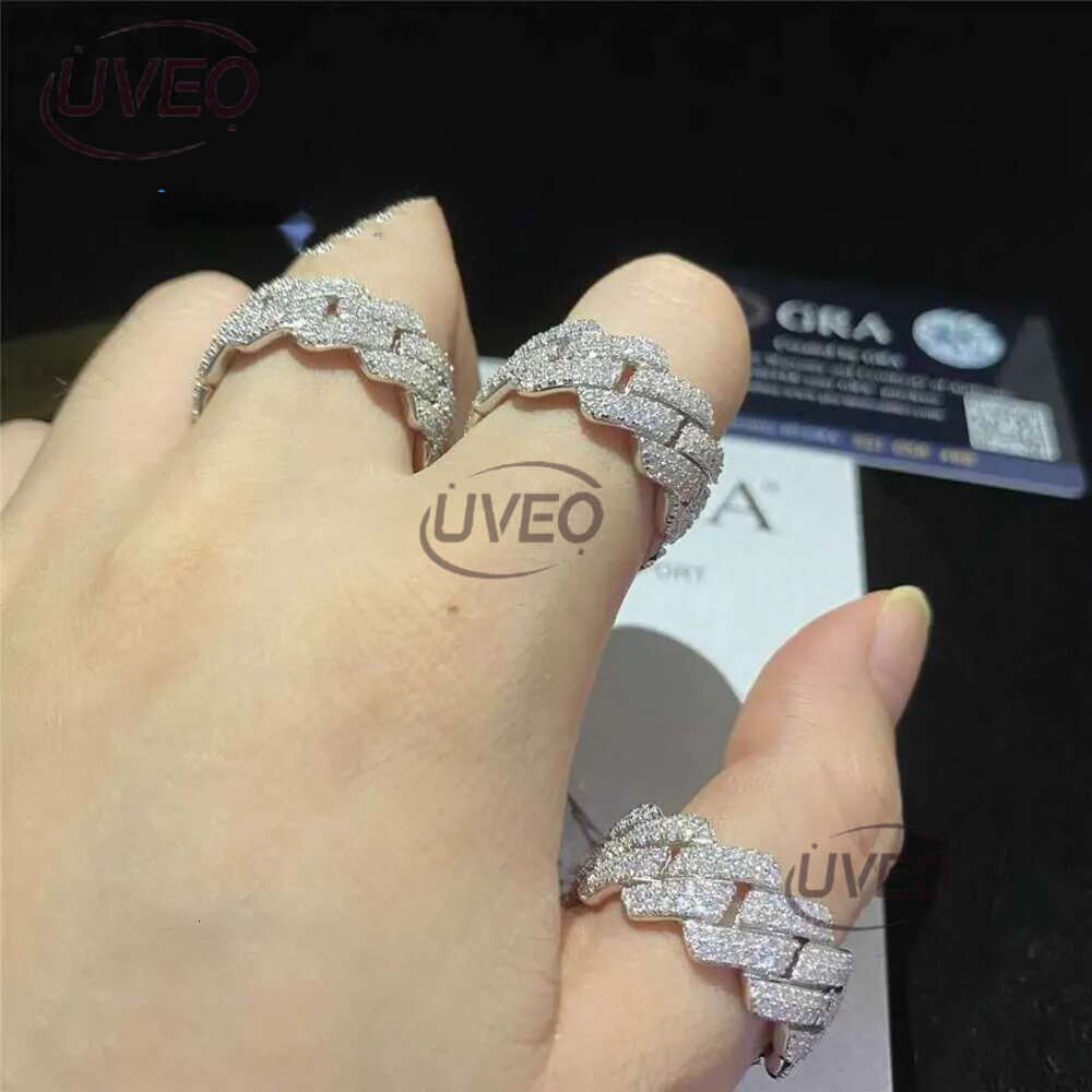 Band Cuban Custom Hip Hop Sterg Vvs Moissanite Dia Rings Men Iced Out Sier Ring Gold Plated For Women Jewelry Gift