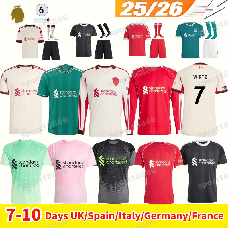 25 26 Soccer Jersey Kids Men Kits Fans Player Slim Fit Home Away Second Third Jerseys long sleeves football shirt SALAH MOHAMED MAC ALLISTER SZOBOSZLAI GAKPO VIRGIL