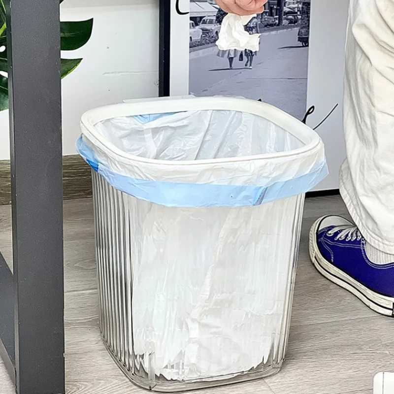 Transparent Thicken Trash Can Luxury Stripe Garbage Container Home Office High Capacity Waste Basket Garbage ification C251120