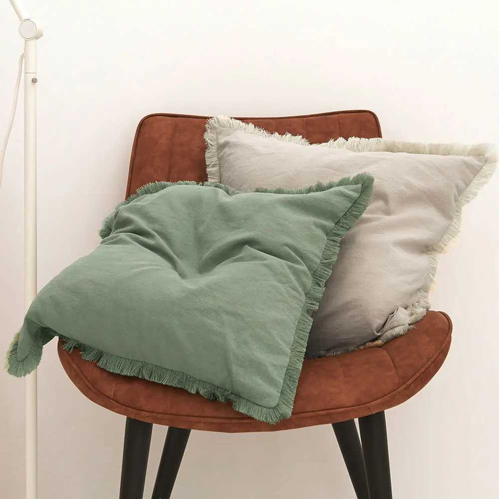 Pillow Case Light Green Cushion Cover With Tassel Home Decor Living Room Decorative Throw Cover Nordic Style Funda Cojin case C251120