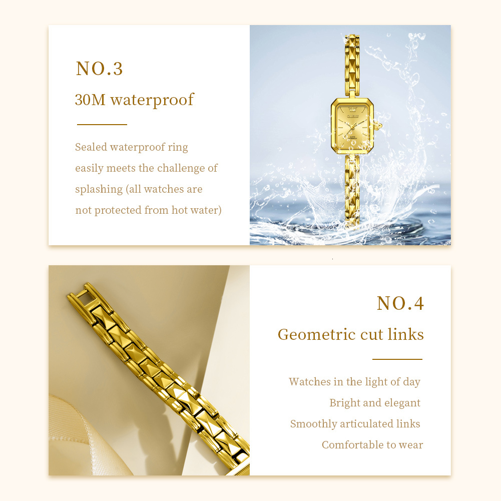 OLEVS Designer Women's Watches Small Gold Square Fashionable Quartz Watches Waterproof Luminous Women's Watches Luxury Watches Free Delivery