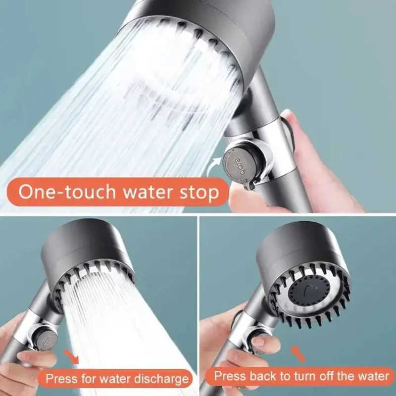 3 Mode High Pressure Shower Head Adjustable ShowerHead Filter With Massage Brush One-Key Stop Shower Bathroom AccessoriesM251120