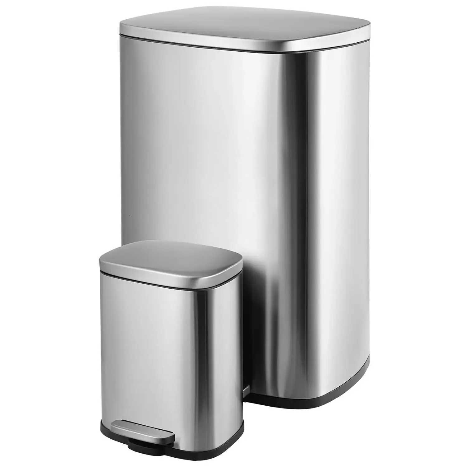 Kitchen Trash Garbage Can 50L5L Soft-Close Smudge Resistant Trash Can with Foot Pedal-Brushed Stainless Steel Satin Nickel C251120