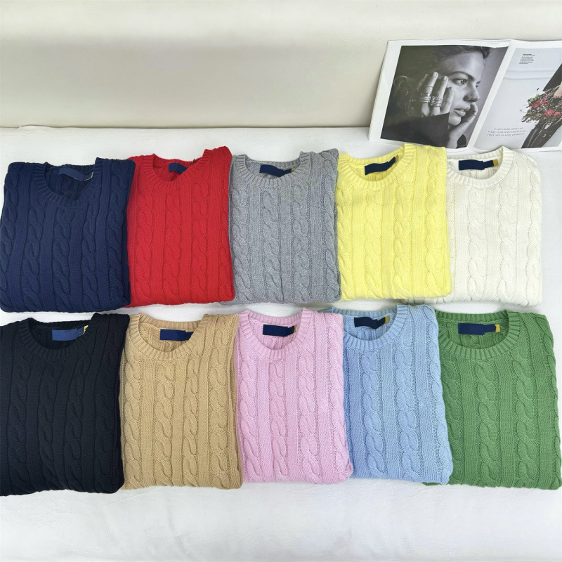 Women's Sweaters Designer Sweaters Women's Round Neck Cable Knit Sweater Cotton Embroidered Pullover for Casual Loose Sweaters