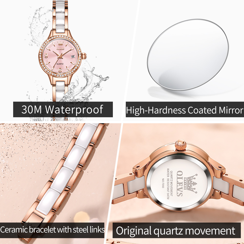 OLEVS Designer Women's Watches Small Dials Fashionable Ceramic Quartz Watches Ceramic Fashion Women's Luxury Watches Free Delivery And Whole