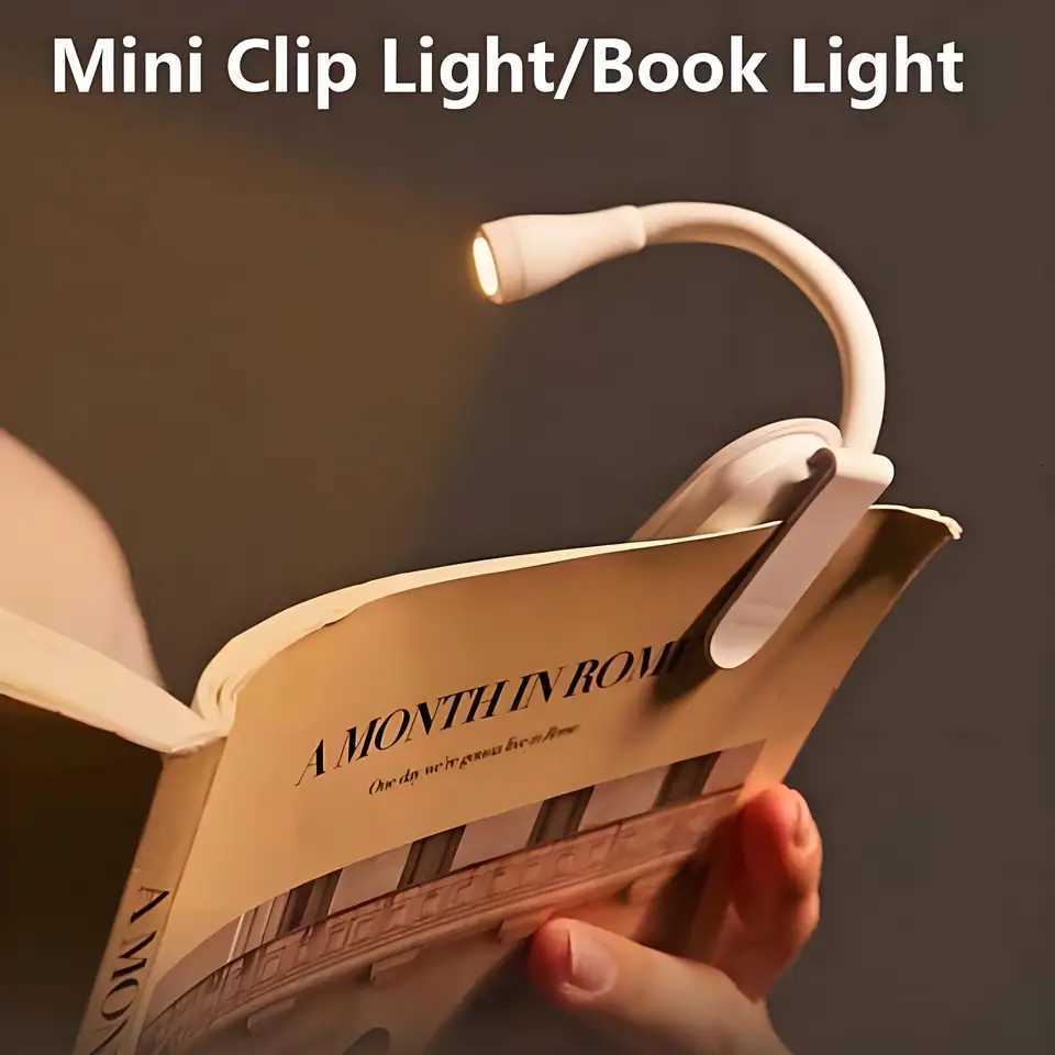 Mini LED Book Light 3 Brightness Adjustable USB Rechargeable Clip-On Study Reading Lamp for Travel Bedroom Dormitory Reading M251120