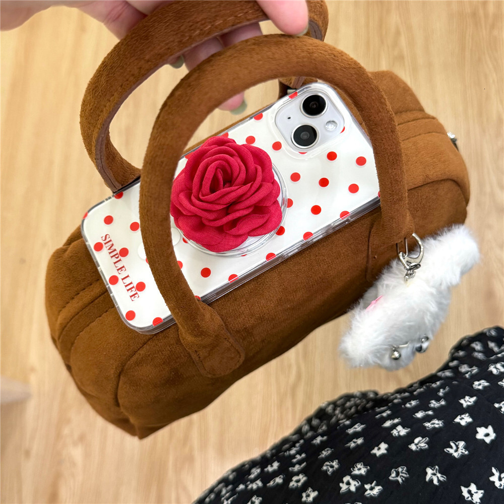 Red Polka Dot Phone Case Compatible with iPhone 16/15/14 Pro INS Niche Simple Magnetic Stand iPhone 13