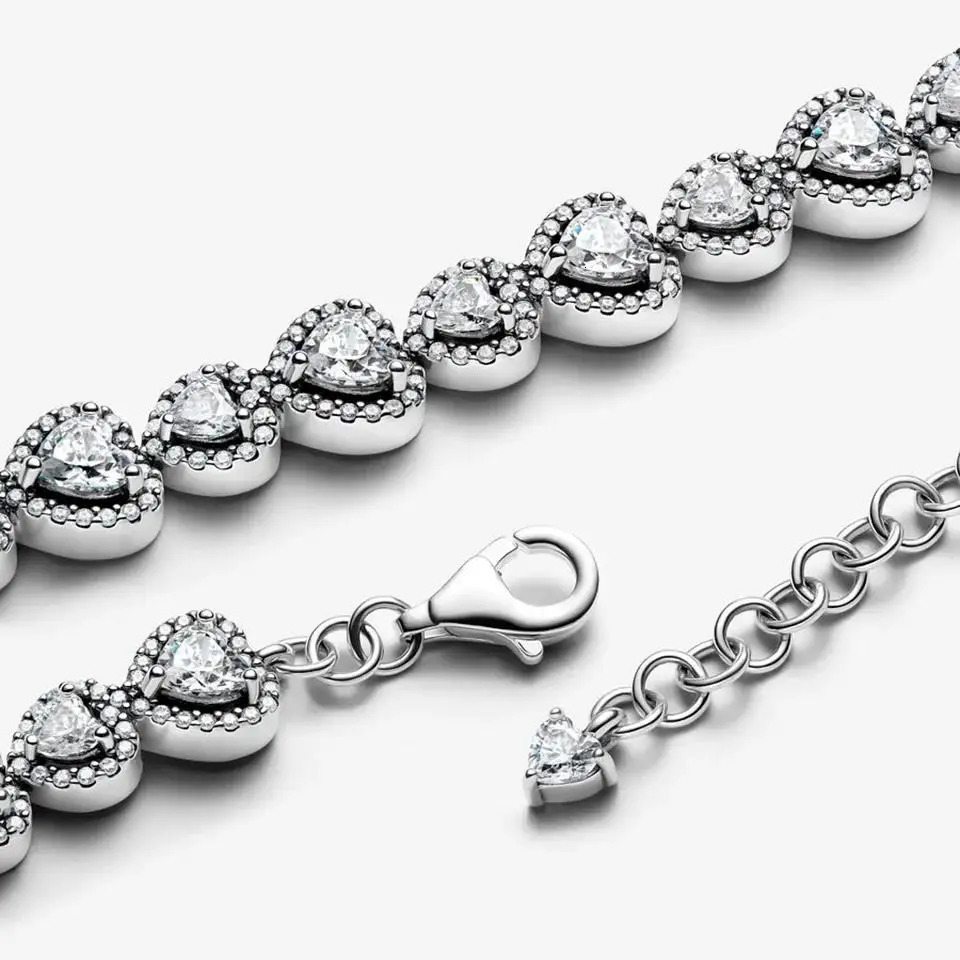 2025 s925 Love Bracelet Halo Hearts Bracelet S925 Pure Silver Classic Wedding Bracelets Fashion Jewelry Party Gift 250415
