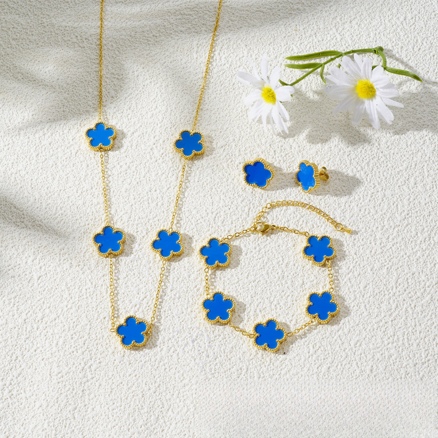 Free Luxury Shipping Of Designer Bracelets Clover Bracelet Fashion Jewelry Five-leaf Flower Three-piece Set Necklace Bracelet Earrings Stainless Steel