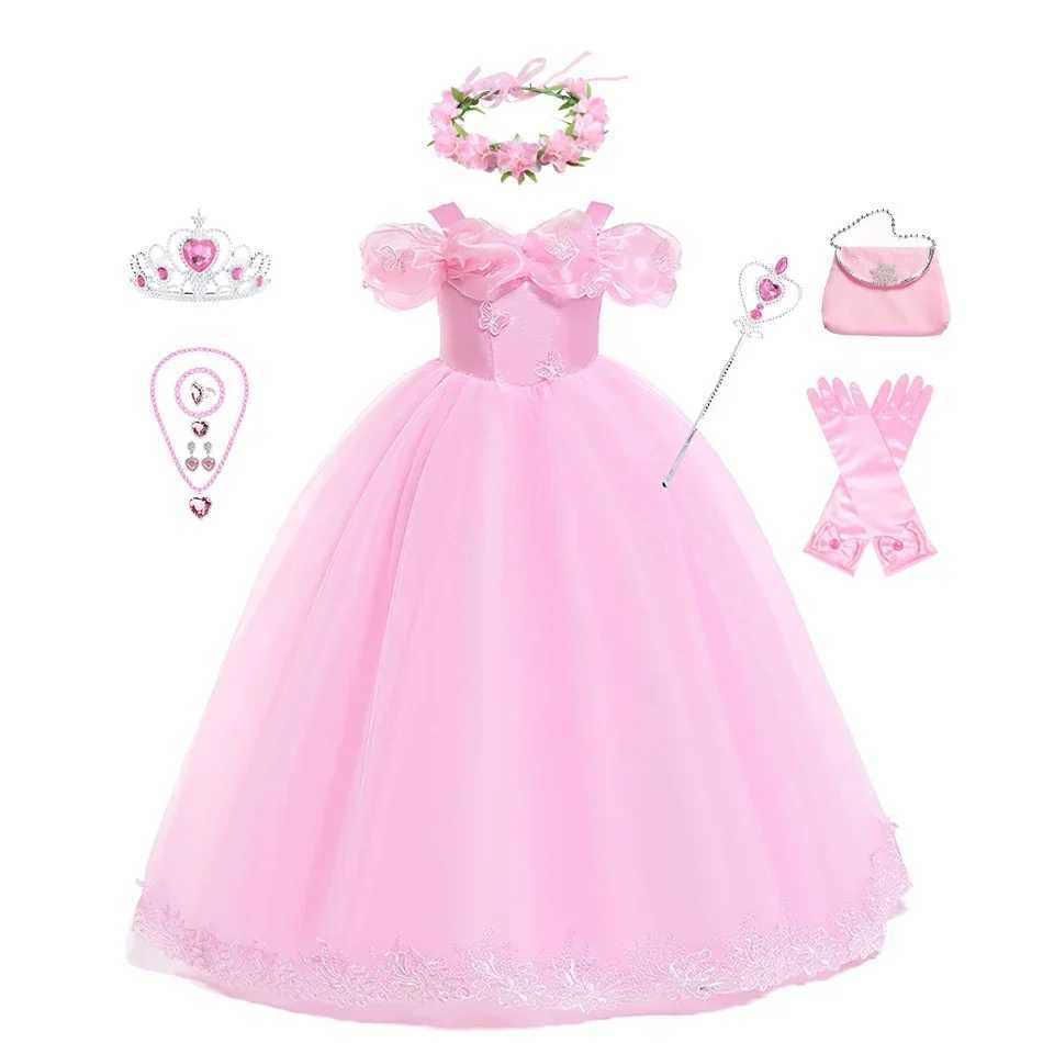 Disney Pink Aurora cosplay costume for girls ball dress Princess Peggy Elephant no need for long dress birthday party butterfly frogXJ250420