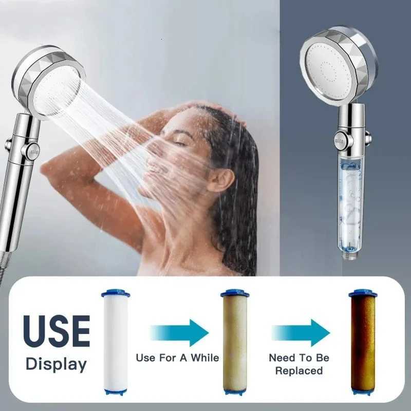 High Pressure Water Saving Spray Adjustable Showerhead 360 Degrees Rotation Turbo Fan Shower Head Filters Bathroom AccessoriesM251120