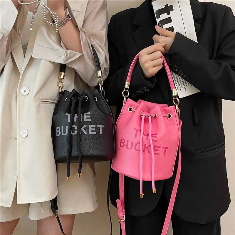 Designer bag handbags women new arrival orange bucket bag drawstring shoulder bag casual style women handbag female purse