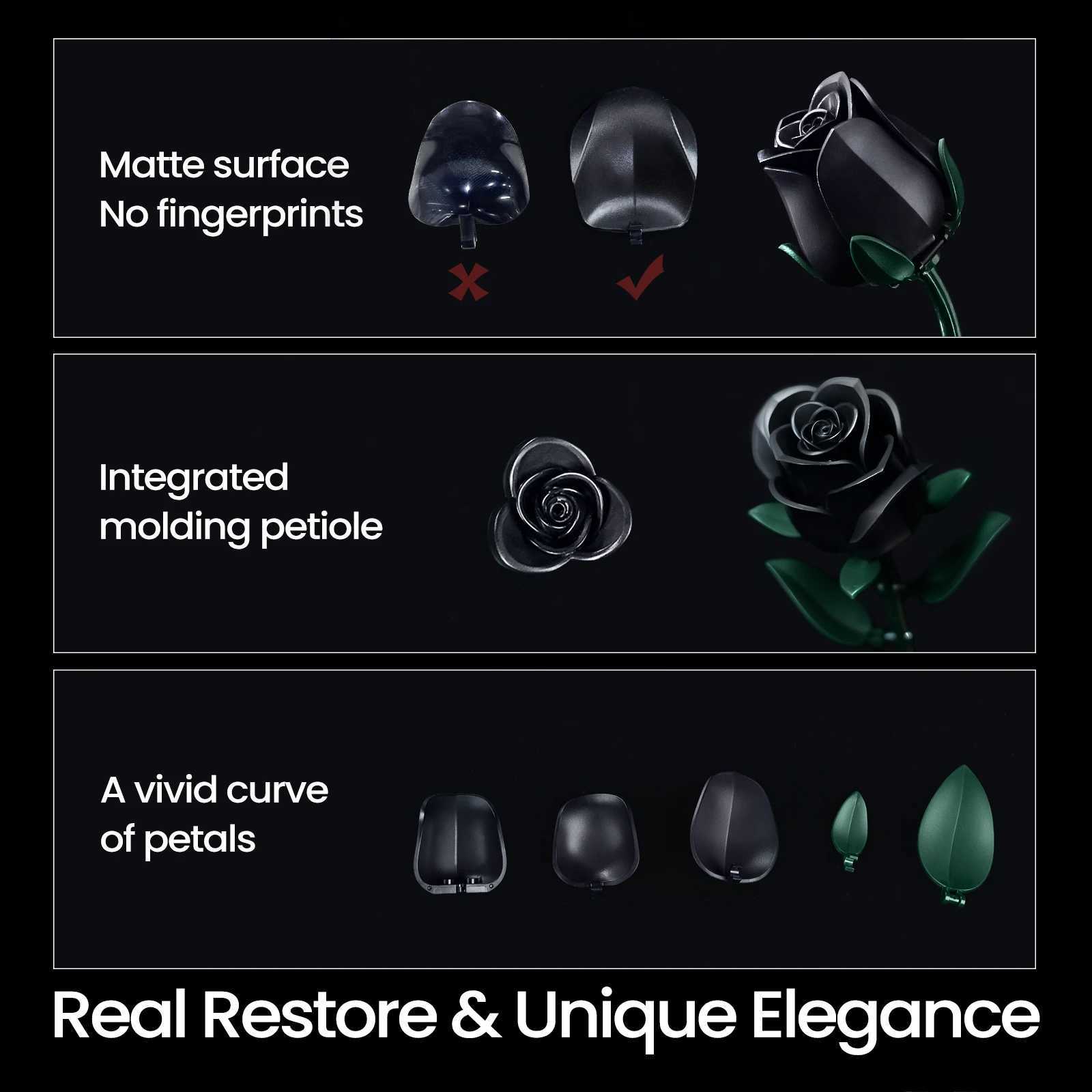 Black Rose Architecture Set Flower Decoration Plant Bouquet Plant Collection Building Blocks Toys for Adt Mothers Day Gift Y250420