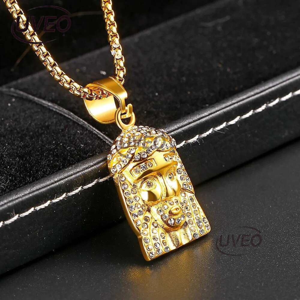 Pendant Necklaces Mens Hip Hop Necklace Jewelry Iced Out Jesus Piece With 60Cm Gold Cuban Chain Drop Delivery Pendants Dhgarden Oio