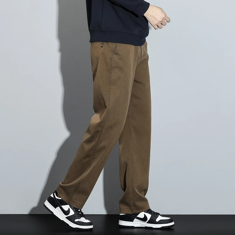 Mens Lyocell Straight Loose Elastic Waist Jeans Autumn Winter Fashion Comfortable Versatile Pants Plus Size 5XL 251218