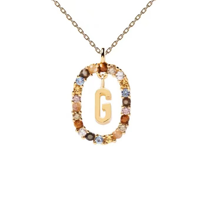PD Colored Zircon 26-Letter Necklace moissanite chain designer necklace designer necklace for woman jewelry diamond chain luxury jewelry women gold me - view 8