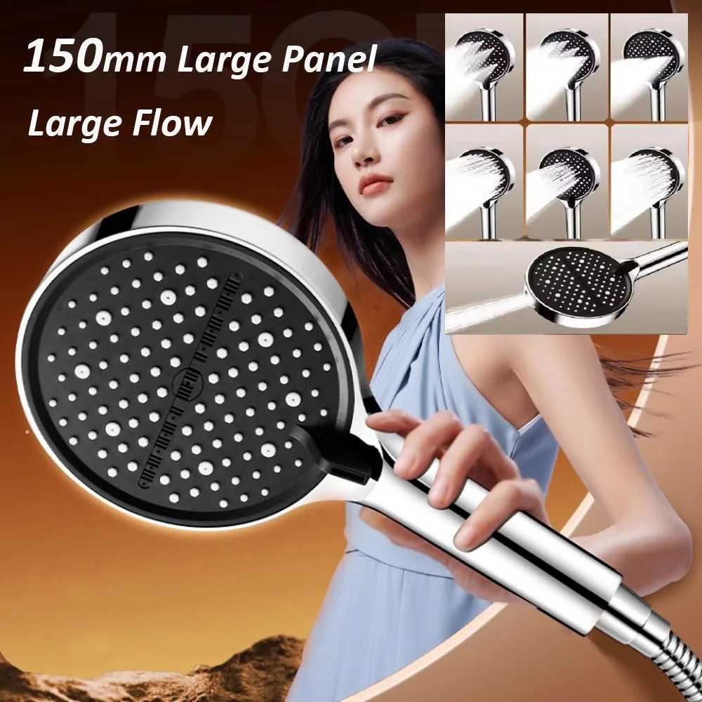 New High Pressure Shower Head 15CM Big Panel 7 Modes Adjustable Spray Nozzles Water Saving Massage Bathroom ShowerheadM251120